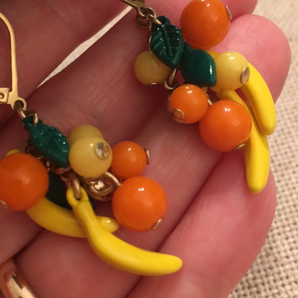 J. Crew Fruit Drop Earrings Banana Oranges Factory - Picture 7 of 8